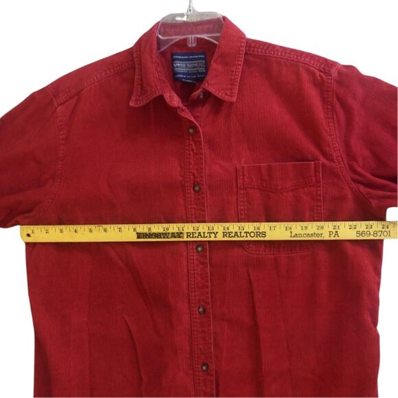Newton Trading Co Corduroy Shirt Mens Sz L VTG 80s Red Button Front Long Sleeve - Picture 8 of 11